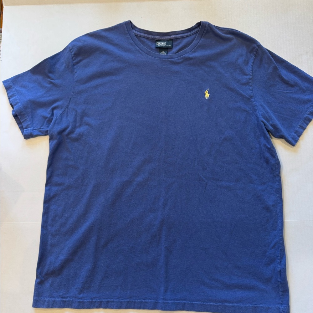 Ralph Lauren Men's Navy Tee with Yellow Logo